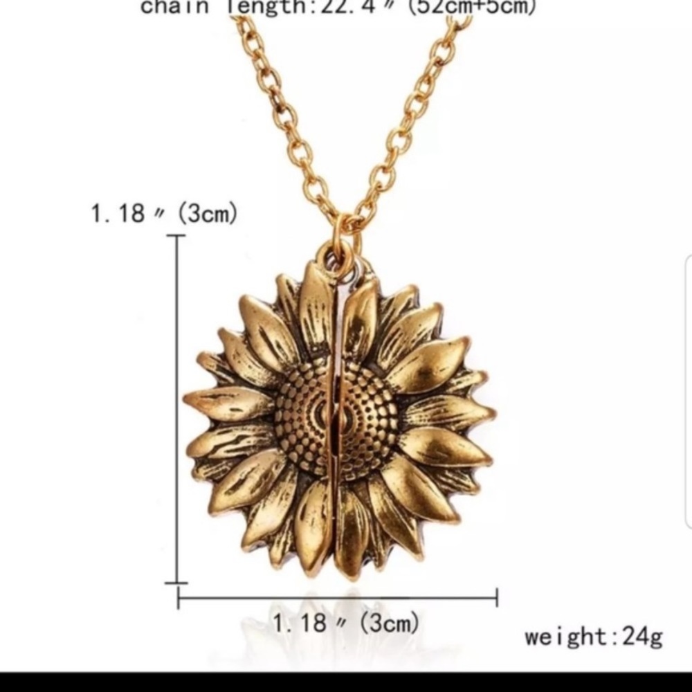 NWOT! Sunflower Locket Necklace with Message Inside. - Picture 5 of 7